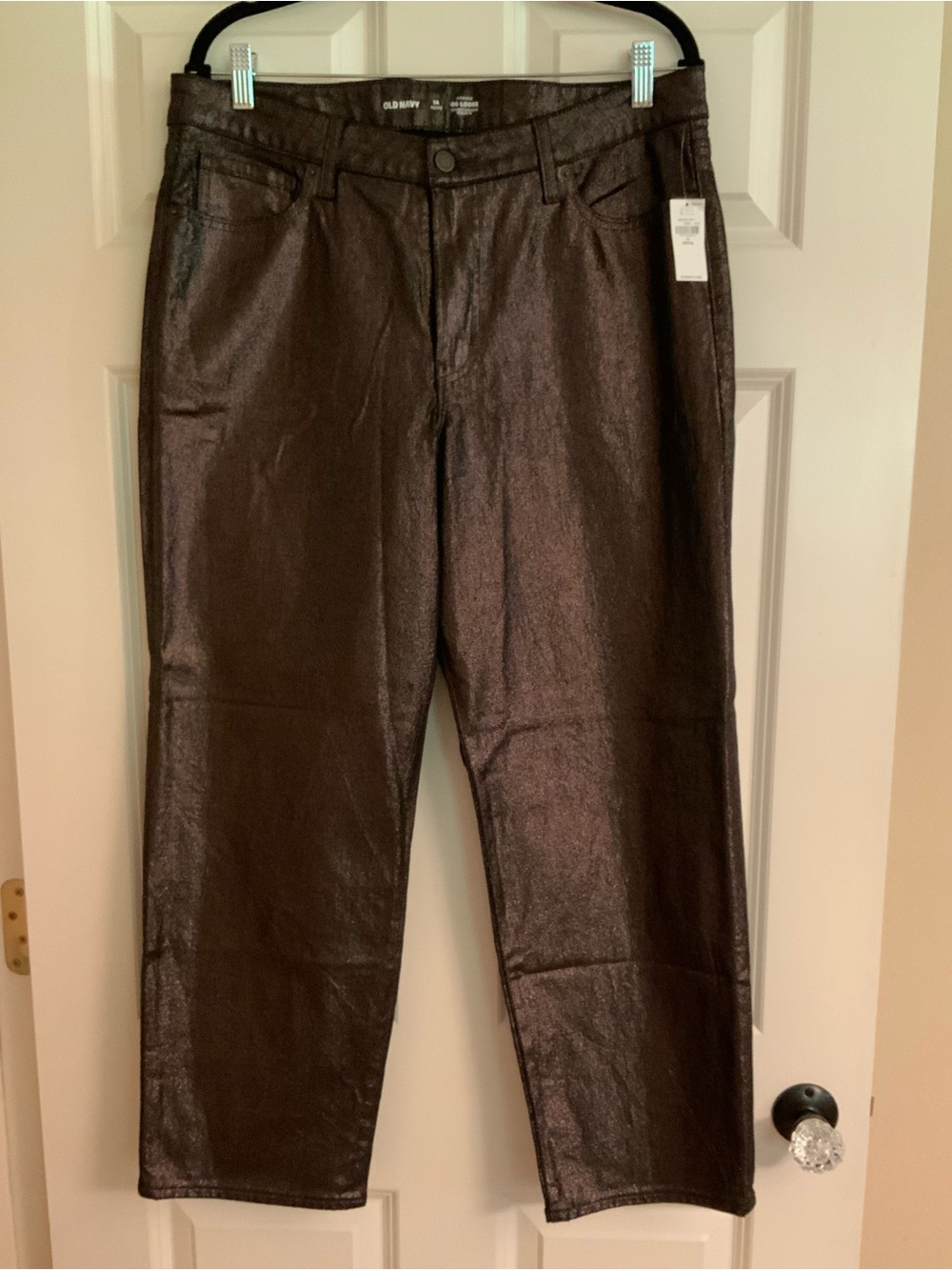 Old Navy Dark Metallic Shimmer High Rise OG Loose Jeans Pants 14 Petite NWT